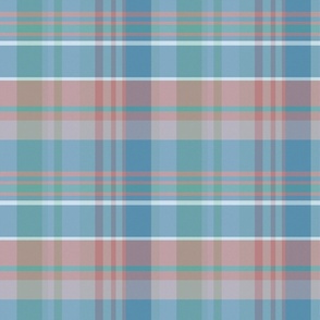 Iona Plaid Pattern - Teal Green, Blue, Pink, White - Spring Tartan Collection