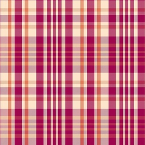 Sorcha Plaid Pattern - Magenta Pink, Orange, Light Yellow - Summer Tartan Collection