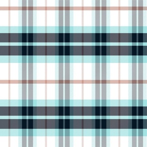 Ossian plaid pattern - Blue, Grey, White, Peach - Summer Tartan Collection