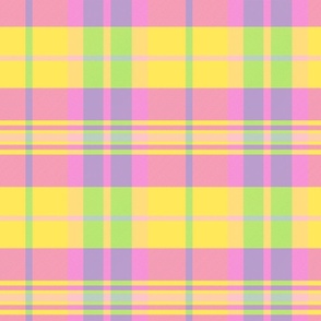 Arable Plaid Pattern - Bright Yellow, Pink, Neon Green- Summer Tartan Collection