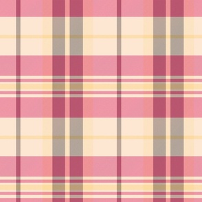 Arable Plaid Pattern - Pink, Yellow, Maroon, Beige - Summer Tartan Collection