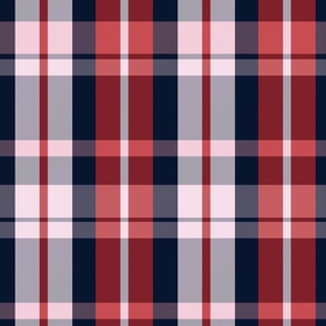 Aillith Plaid Pattern - Navy Blue, Red, Pastel Pink - Summer Tartan Collection