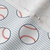 baseballs on blue pin stripes