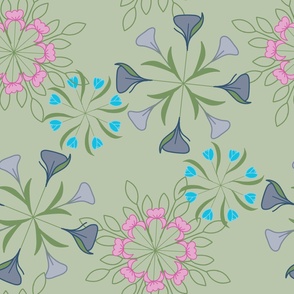 Pink, Blue, and Purple Floral Wheels without Direction