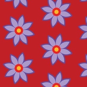 Purple Flower Pizazz on Red