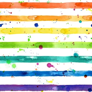 rainbow stripe in bright watercolor horizontal stretched 24in