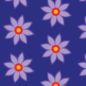 Purple Flower Pizazz on Blue