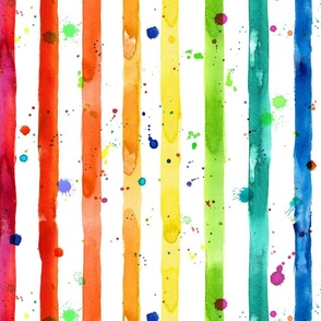 rainbow stripe in bright watercolor vertical stretched 24in