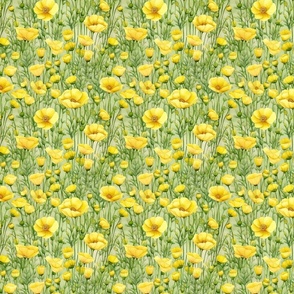 Buttercup Fields Seamless Repeat of Golden Flowers