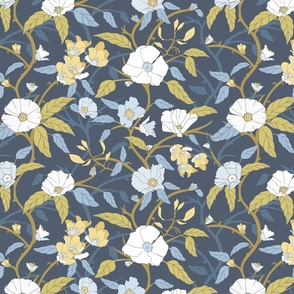 French Country trailing floral navy