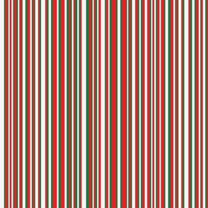 Medium - Vertical Barcode Stripes - Crimson Red - Emerald Green - White
