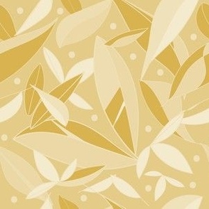 Bold Gold Hand Drawn Abstract Leaf Scatter - Non-Directional.