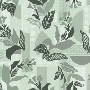 Sage Green Solid Shapes and Flowers