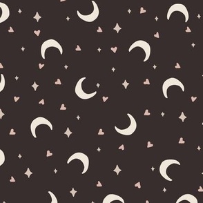twinkly moons - dusty pink night