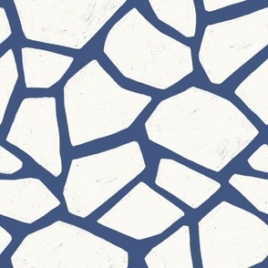 Sea Ice Terrazzo white geometric tiles, ocean blue, 9in