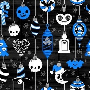 Pastel Goth Christmas Ornaments Gothic Mid Century Modern Blue Black Skull Plague Doctor Bat