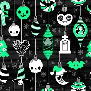 Pastel Goth Christmas Ornaments Gothic Mid Century Modern Green Black Skull Plague Doctor Bat
