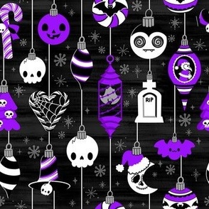 Pastel Goth Christmas Ornaments Gothic Mid Century Modern Purple Black Skull Plague Doctor Bat