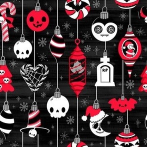 Pastel Goth Christmas Ornaments Gothic Mid Century Modern Red Black Skull Plague Doctor Bat