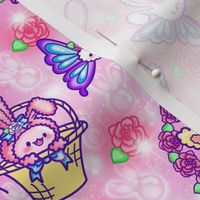 Pastel Goth Easter Bunny Vampire Floral Rose Airbrush 90's Y2K Bunny Pattern Ostara Cottagecore Fairycore