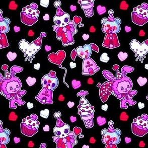 Pastel Goth Valentine's Day Kawaii Clowns Black Carnival Circus Lovecore Kidcore Gumball Machine Plushie Teddy Bear