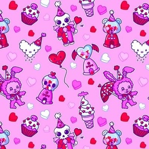 Pastel Goth Valentine's Day Kawaii Pink Clowns Carnival Circus Lovecore Kidcore Gumball Machine Plushie Teddy Bear