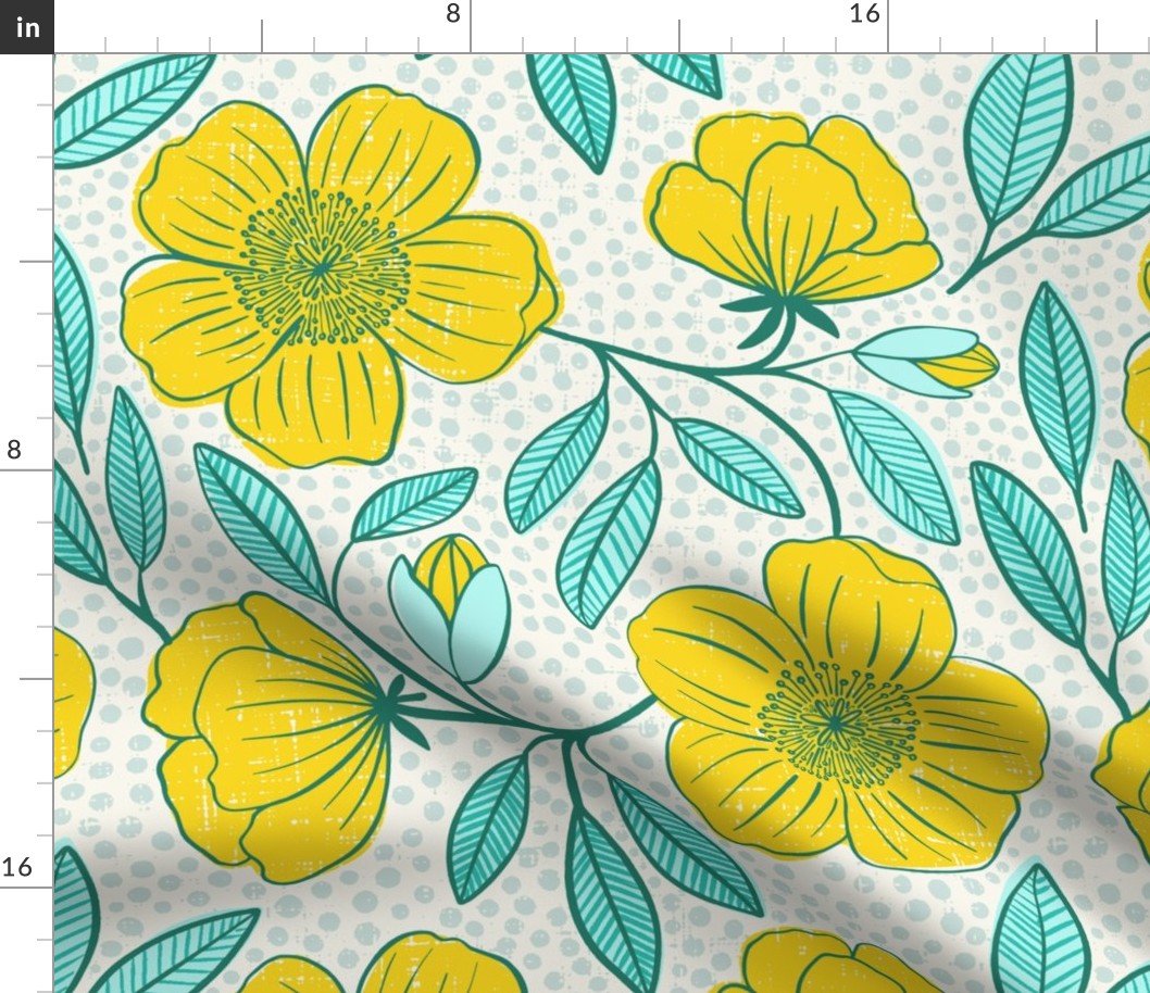 Buttercup Blooms Fabric | Spoonflower