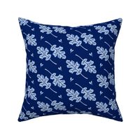 Happy Autumn Leaves with Floral Buds in Blue