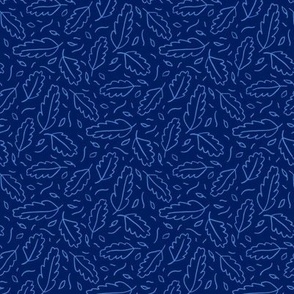 Small Happy Autumn Fallen Leaves Two Tone Blue
