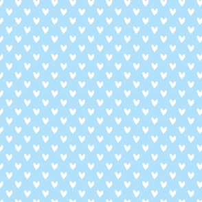 Sweet White Hearts on blue 