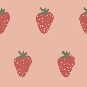 Jumbo strawberries / cottagecore / retro red on blush