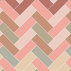 Chevron Romantic Retro Rendezvous | 70's retro vintage lovely pastel pink, sage and wine  geometric rectangles