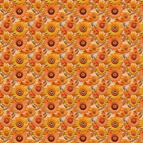 Felt Sunflower Embroidery Beige Background - XS Scale