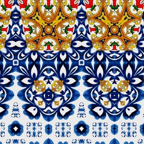 Blue tiles,Sicilian,majolica, mosaic art ,