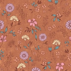 AstridModern Vintage Botanical Floral Terracotta