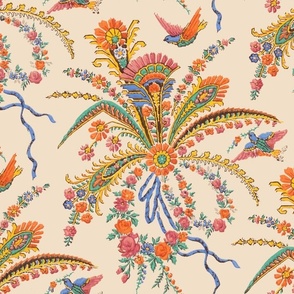psychedelic floral bursts with birds 