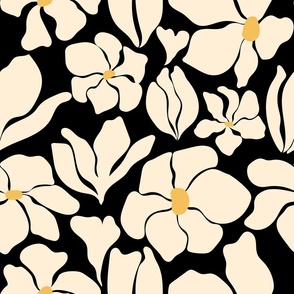 Magnolia Flowers - Matisse Inspired - Black & White - JUMBO
