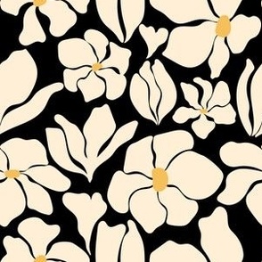 Magnolia Flowers - Matisse Inspired - Black & White - MEDIUM