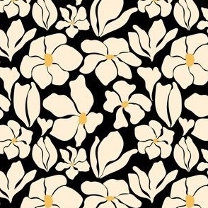 Magnolia Flowers - Matisse Inspired - Black & White - SMALL