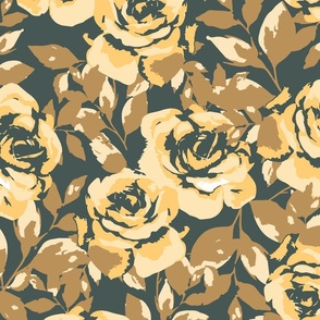 Sunny Gold Roses | Sunny pastel yellow roses with warm and cozy brown leaves