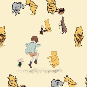 Winnie The Pooh Piglet Eyeore Christopher Robin Jumping