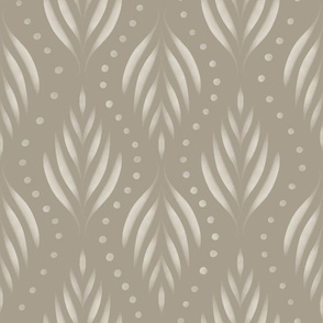 Dots and Fronds _ cloudy silver taupe_ creamy white _ traditional