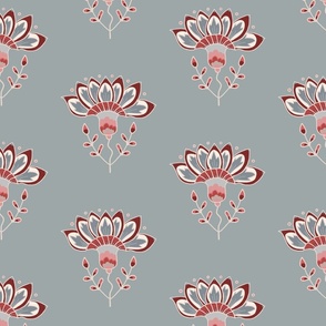 Indian Garden Floral | on stone blue | 12