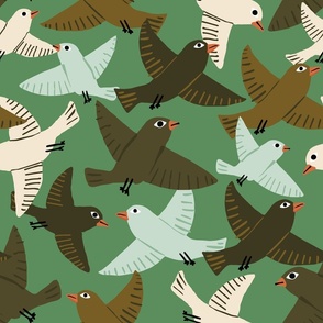 Flock Of Birds | Lg On Spring Green