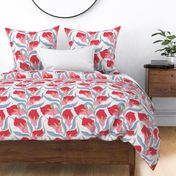 Large // Calla lily floral trail in red and white