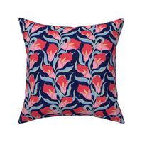 small // Calla lily floral trail in red and navy