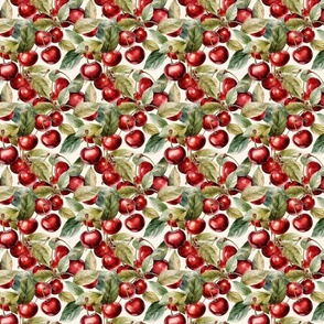 Watercolor Seamless Repeat of Wild Red Cherries