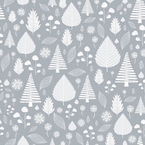 Gray and white floral pattern