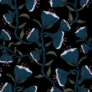 Midnight navy floral garden 