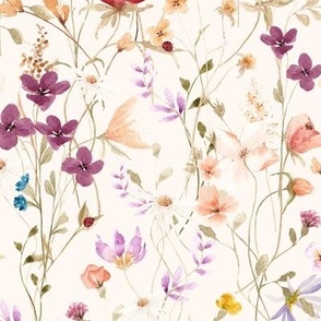 Mae's Wildflowers MD – Watercolor Floral, Spring Flower Garden (pearl)